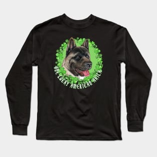 One Lucky American Akita Funny St. Patrick Dog Long Sleeve T-Shirt